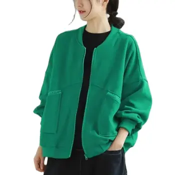 2023 Весна Осень Корейская версия Бейсбольной формы Женское Свободное Повседневное Модное Короткое пальто Женская бейсбольная куртка на молнии Outcoat