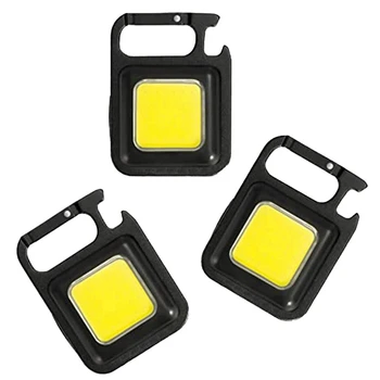 3 комплекта светодиодных фонариков COB Light, перезаряжаемые карманные фонарики-брелки, три режима яркости, Сменные аксессуары для открывания бутылок