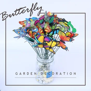 3D имитация бабочки из ПВХ, декоративный сад на открытом воздухе, креативный макет садоводства, фабричная имитация вставки бабочки на шесте