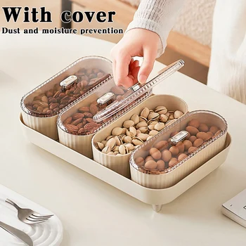 4шт Молочно-белая/ прозрачная коробка для хранения, Многофункциональная коробка для хранения Candys Nuts, товары для домашней кухни
