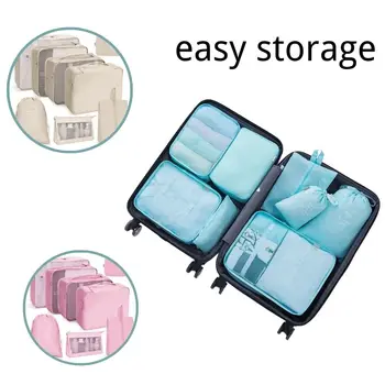 8 шт./компл. упаковочных кубиков, сумок-органайзеров для багажа, дорожных чемоданов, органайзеров для багажа, кубиков для туалетных принадлежностей и сумки для обуви
