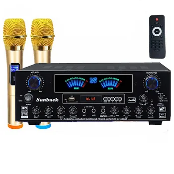 AV-888BT 1000 Вт 5.1-Канальный Bluetooth Домашний Цифровой Аудиоусилитель Объемного Звучания KTV Karaoke OK Со Светодиодным Дисплеем Дистанционного Управления