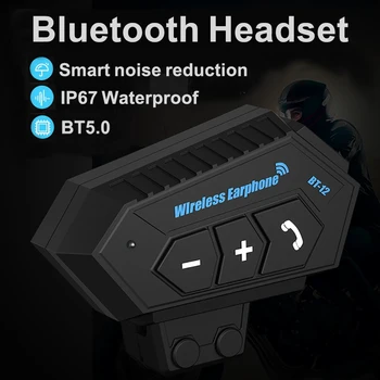 BT5.0 Гарнитура для мотоциклетного шлема Беспроводной шлем с громкой связью Bluetooth Smart Шумоподавление IP67 Водонепроницаемый музыкальный плеер для мото