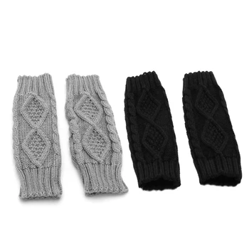 L5YA Зимние женские перчатки-грелки для рук, вязаные длинные Перчатки без пальцев, варежки
