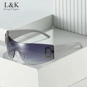 Longkeeper/ Новинка 2000-х, Большие роскошные Цельные Брендовые дизайнерские Спортивные солнцезащитные очки Y2K, женские солнцезащитные очки без оправы Uv400, солнцезащитные очки