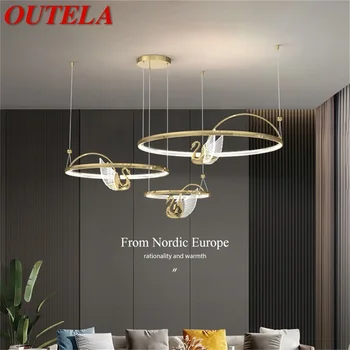 OUTELA Nordic Креативный подвесной светильник с круглым кольцом в виде Лебедя, Люстра для спальни, гостиной, дома, современные светильники