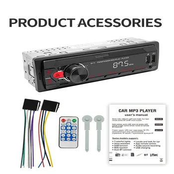 Автомобильный радиоприемник 1 Din, аудио MP3, стерео, Bluetooth, FM, AUX In, USB, красочные кнопки, Универсальный мультимедийный плеер 1Din для автомобиля