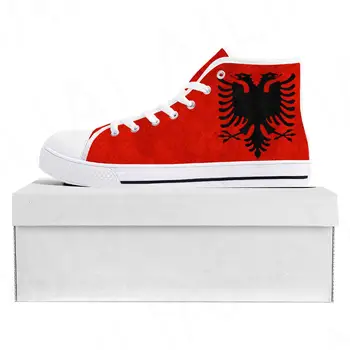 Албанский Флаг Высокие Высококачественные Кроссовки Мужские Женские Подростковые Парусиновые Кроссовки Albania Повседневная Пара Обуви На Заказ