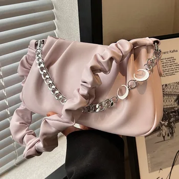 Брендовая Дизайнерская женская сумка через плечо из искусственной кожи на цепочке, повседневная сумка через плечо, маленькая квадратная сумочка, тренд 2023 года