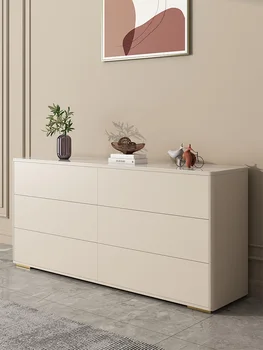 Буфет во французском кремовом стиле, современный минималистичный, у стены, белый винный шкаф, боковой шкаф для хранения, чайный шкаф