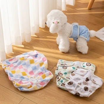 Гигиенические штаны для девочек-собак, подгузники, моющиеся повязки на живот для девочек, удобные для собак
