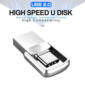 Горячий USB 2.0 TYPE C USB Флэш-накопитель OTG Pen Drive 256 ГБ 128 ГБ 64 ГБ 2 в 1 USB-Накопитель Высокоскоростной Флешки 32 ГБ 16 ГБ Серебристый