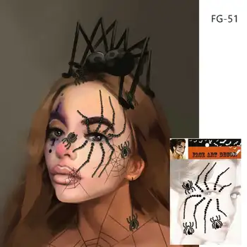 Декор для макияжа половины лица с рисунком черного паука и змеи FG51 отлично подойдет для Хэллоуина и вечеринки