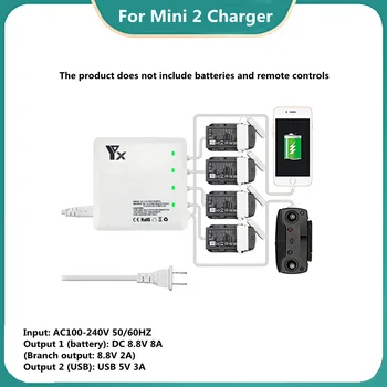 Для зарядного устройства Mini 2/Mini SE Зарядное устройство Mini 2 серии 6 в 1 Полностью заряжает 4 аккумулятора одновременно примерно за 70 минут