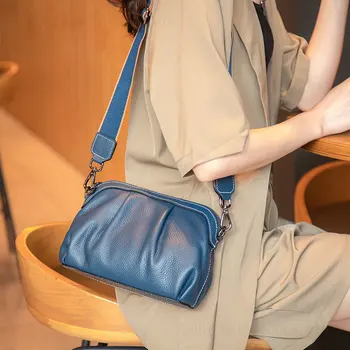 Женская маленькая сумочка на плечо из мягкой воловьей кожи, популярная повседневная сумка из натуральной кожи в складку, женская сумка-мессенджер Cloud Wallet