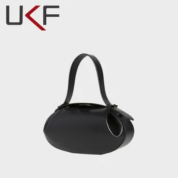 Женская сумка UKF, новая круглая искусственная винтажная твердая застежка, мягкие Роскошные дизайнерские сумки, сумки через плечо, сумки через плечо и сумки через плечо