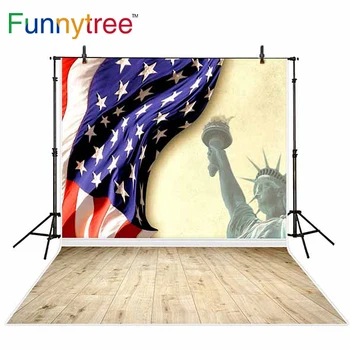Забавный фон из дерева для фотостудии Флаг в честь Дня независимости США, Статуя Свободы, фон для фотосъемки photobooth photocall