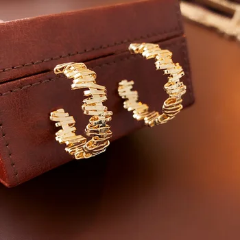 Золотые металлические серьги-гвоздики неправильной геометрической С-образной формы в стиле панк для женщин, ювелирные изделия модного бренда, Винтажные Уникальные серьги