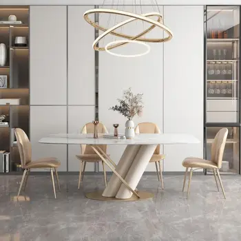 Итальянский Легкий Роскошный обеденный стол в стиле рок-н-ролл Для больших и малых квартир, Современный простой прямоугольный кухонный гарнитур высокого класса