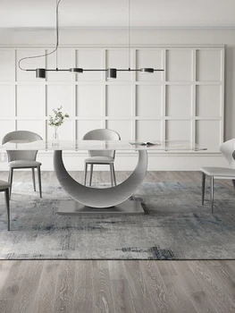 Итальянский минималистичный обеденный стол из шифера, Размер светлой квартиры, Роскошный Современный Прямоугольный Креативный Дизайнерский кухонный стол высокого класса.