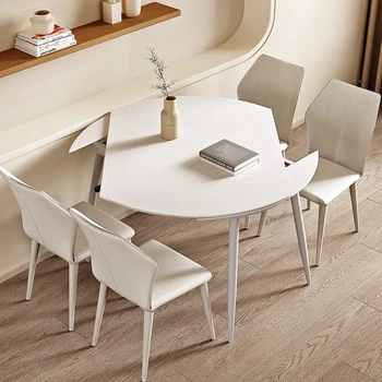 Каменный стол стул выдвижной поворотный складной современный простой легкий роскошный маленький бытовой белый стол