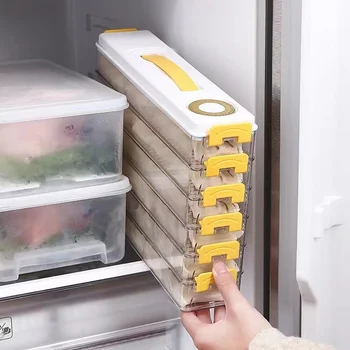 Компактная коробка для хранения пельменей, сохраняющая свежесть, Многослойная подставка для пельменей, антипригарная с записью даты для небольшого холодильника