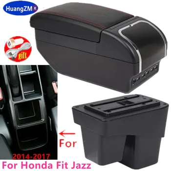 Коробка для подлокотника для Honda Fit Jazz 2014-2017 Коробка для хранения центральной консоли подлокотник из искусственной кожи с подстаканником USB