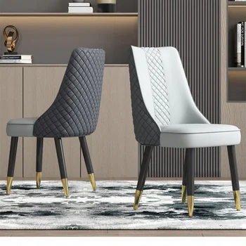 Легкие роскошные обеденные стулья, скандинавское итальянское элегантное кожаное кресло, домашний табурет со спинкой из цельного дерева, ресторан отеля, современный стул INS
