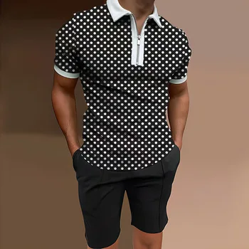 Летний Новый горячий тренд, уличная Повседневная спортивная мужская футболка с коротким рукавом, лацкан, Повседневная строчка, однотонный пляжный костюм