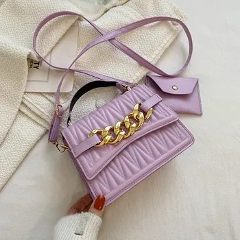 Модная сумка через плечо с украшением в виде цепочки HUAXI, маленькие сумки с верхней ручкой и кошельки для монет, дизайнерские сумки через плечо для женщин