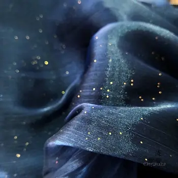 Небесно-звездная ткань из органзы, прозрачное платье-рубашка Hanfu с большим рукавом, ткань для украшения фона 