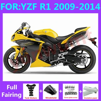 Новый ABS Мотоцикл полный Комплект обтекателей подходит Для YZF R1 2009 2010 2011 2012 2013 2014 YFZ-R1 Комплекты Кузовных обтекателей черный желтый