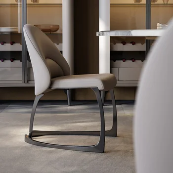 Обеденный стул Villa Home Кожаный стул для переговоров Легкий Роскошный Дизайнерский минималистичный стул для отдыха из нержавеющей стали