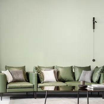 Обои для спальни, гостиной, современный минималистичный лен, однотонный светло-зеленый, несамоклеящиеся обои в скандинавском стиле Ins