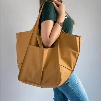 Повседневная Ретро Мягкая женская сумка-тоут большой емкости, сумки через плечо из искусственной кожи, большая сумка для покупок, роскошная сумка-тоут