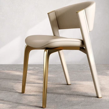 Роскошное кресло в скандинавском стиле, Кожаная гостиная, Офисный дизайн, Белые обеденные стулья, Металлическая Удобная мебель для дома Sillas De Comedor