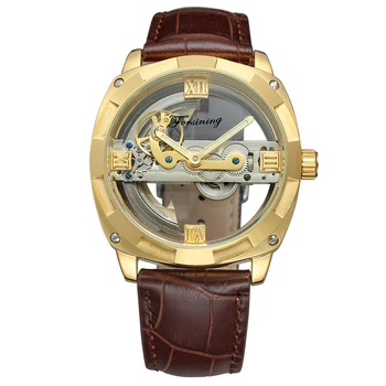 Роскошные Мужские механические часы с автоподзаводом в стиле ретро в стиле ретро, водонепроницаемые часы со светящимся кожаным ремешком