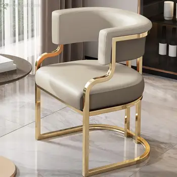 Роскошный металлический стул для столовой С подлокотником, современный барный стул, комплект стульев, Кожаные шезлонги для отдыха, мебель для гостиной, мебель для квартиры