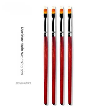 Ручка для подметания ногтей Веерообразная ручка Halo Градиент Краски Многострочная Деревянная ручка-карандаш для ногтей DIY Инструмент для фототерапии Цветная кисть для рисования
