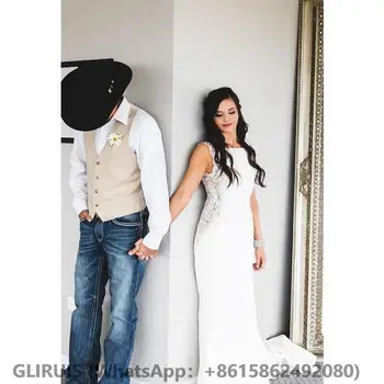 Свадебное платье без рукавов с аппликацией, Вечерний Халат Mariage Vestidos De Novia, Пляжные Свадебные платья с открытой спиной.