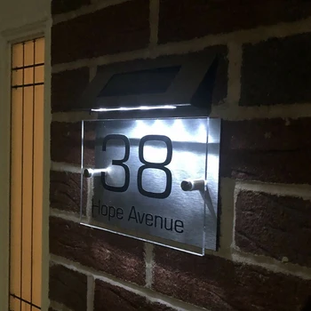 Светодиодная солнечная подсветка номера дома с цифровой табличкой высокой яркости, контроль освещения номера двери дома, предупреждающий знак, таблички с лампами на дверной табличке