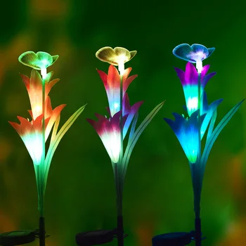 Светодиодный Солнечный фонарь с Лилией и бабочкой-стрекозой, Красочная имитация Праздничной лампы, Газонная лампа, Вставленные фонари, Праздничное украшение, фонарь