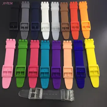 Силиконовый ремешок для часов Swatch Ремешок для часов Swatch 16 мм 17 мм 19 мм 20 мм Водонепроницаемый резиновый браслет на запястье Аксессуары с поясом для инструментов