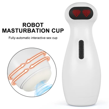 Симпатичный робот-мастурбатор 4 В 1, Вибрирующий, сосущий, нагревающий, Стонущий реальным голосом Автоматический Мужской мастурбатор, секс-игрушка для мужчин