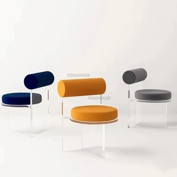 Скандинавские акриловые обеденные стулья для домашней мебели Кухонный обеденный стул Простая спинка Удобные ресторанные обеденные стулья