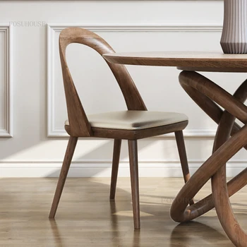 Скандинавские обеденные стулья из массива дерева, ресторанный дизайнер, креативный стул для отдыха, Домашний простой, легкий, Роскошный, индивидуальный рабочий стул