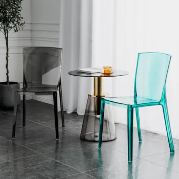 Скандинавские прозрачные обеденные стулья для кухни со спинкой Simple Modern Ins Туалетный стул Plastic Crystal Leisure Outdoor Chair jl