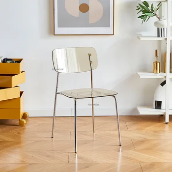 Скандинавский акриловый обеденный стул для столовой, простая мебель, Креативный стул для ресторана, спинка для отдыха, Прозрачный обеденный стул