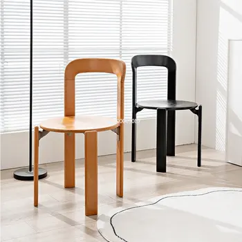 Скандинавский светлый роскошный обеденный стул из массива дерева в современном минималистичном стиле для небольшой квартиры, складываемый стул для ресторана