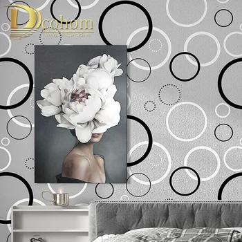 Современные простые 3D обои с тиснением Белого, черного, серебристого цвета, рулоны обоев с круглым рисунком для гостиной, фон для телевизора, Декор стен.